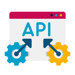 Ícone de integração de API, mostrando conexões entre sistemas